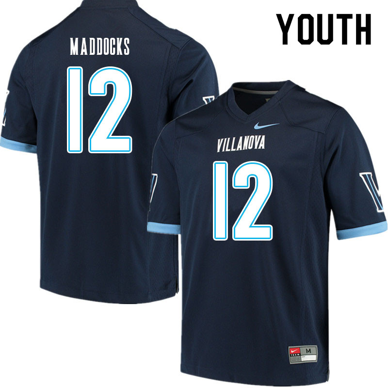 Youth #12 Tanner Maddocks Villanova Wildcats College Football Jerseys Sale-Navy